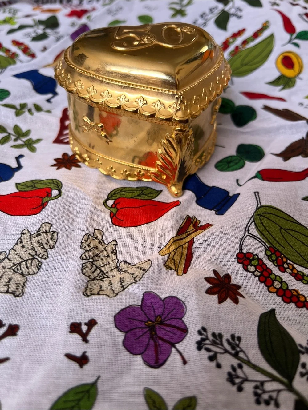 Gold Heart Trinket Box - 50th Anniversary Keepsake